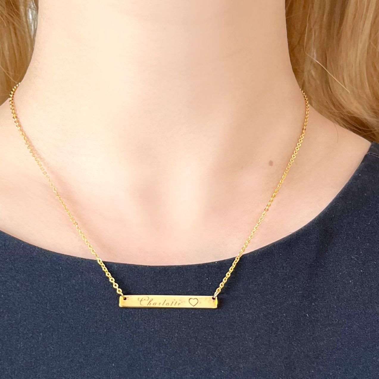 bar engraved name necklace