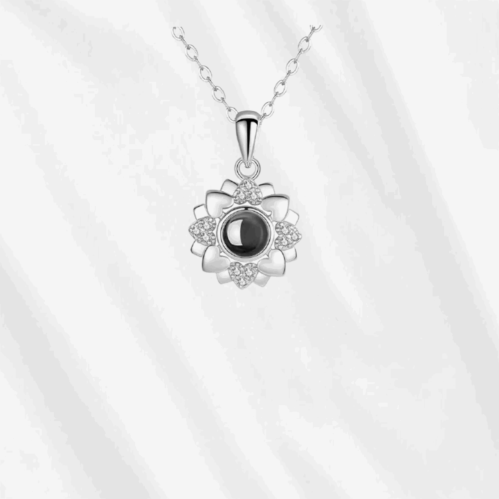 With the flower necklace, you can see and project the image onto the wall anytime you want to bring that beautiful memory back.