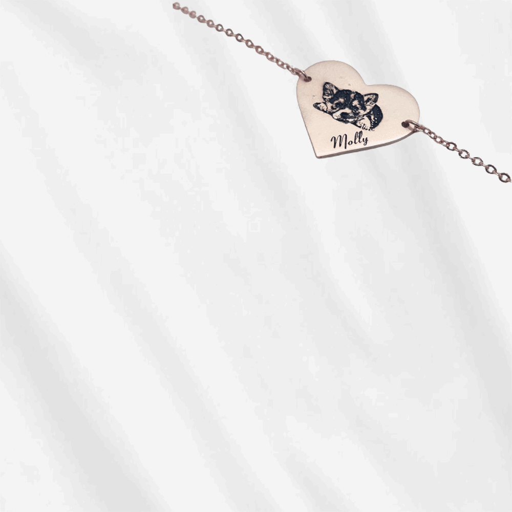 Custom photo engraved necklace heart disc