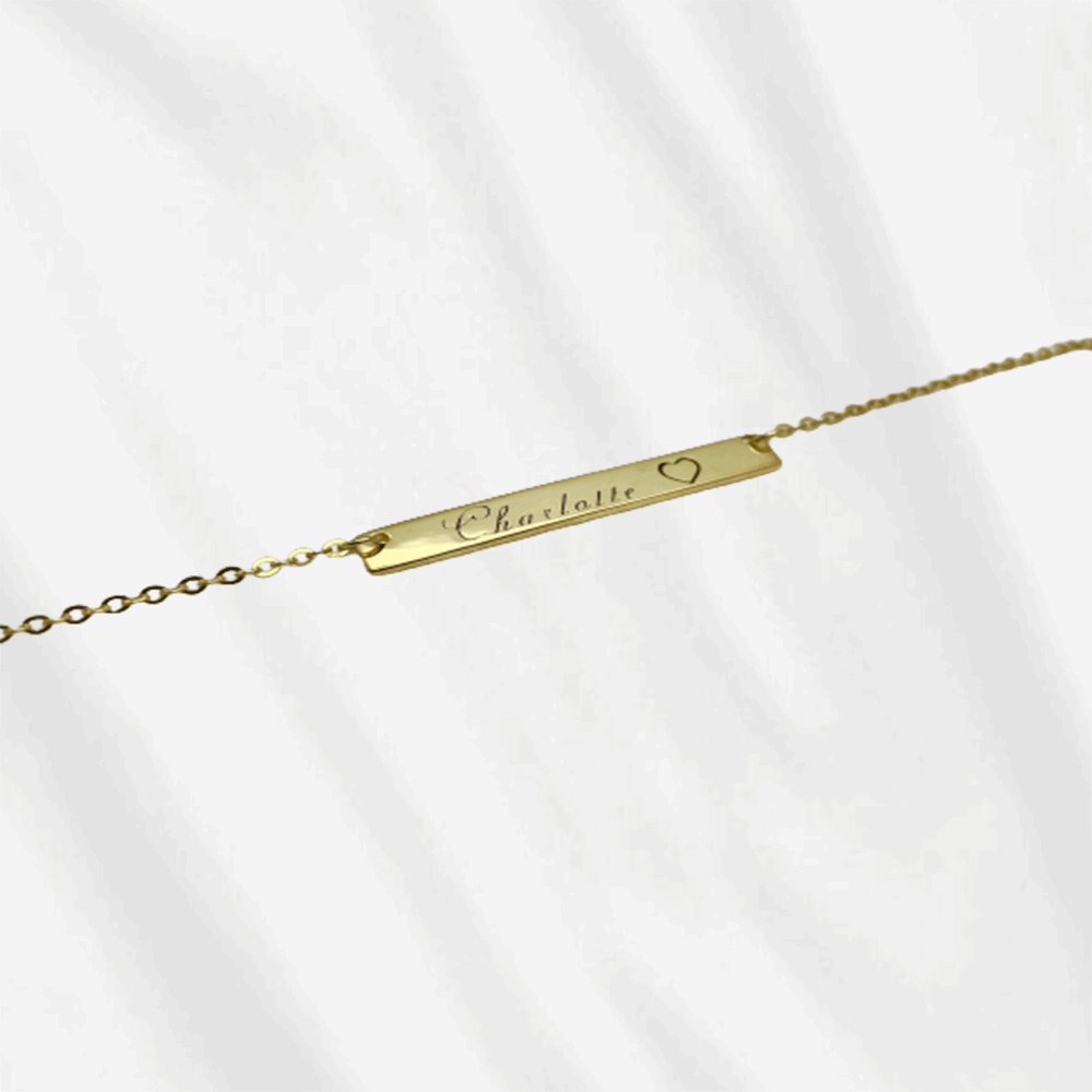 A bar necklace is a true jewelry staple. A customized name bar necklace is even more unique and special. Start customizing and create a gift for her.