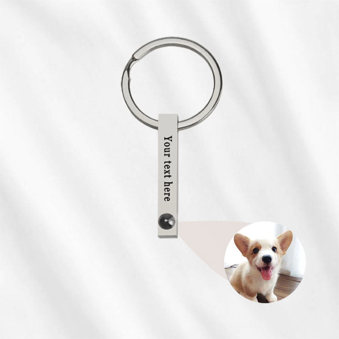 Bar Projection Keychain Personalized Engraving Stainless Steel