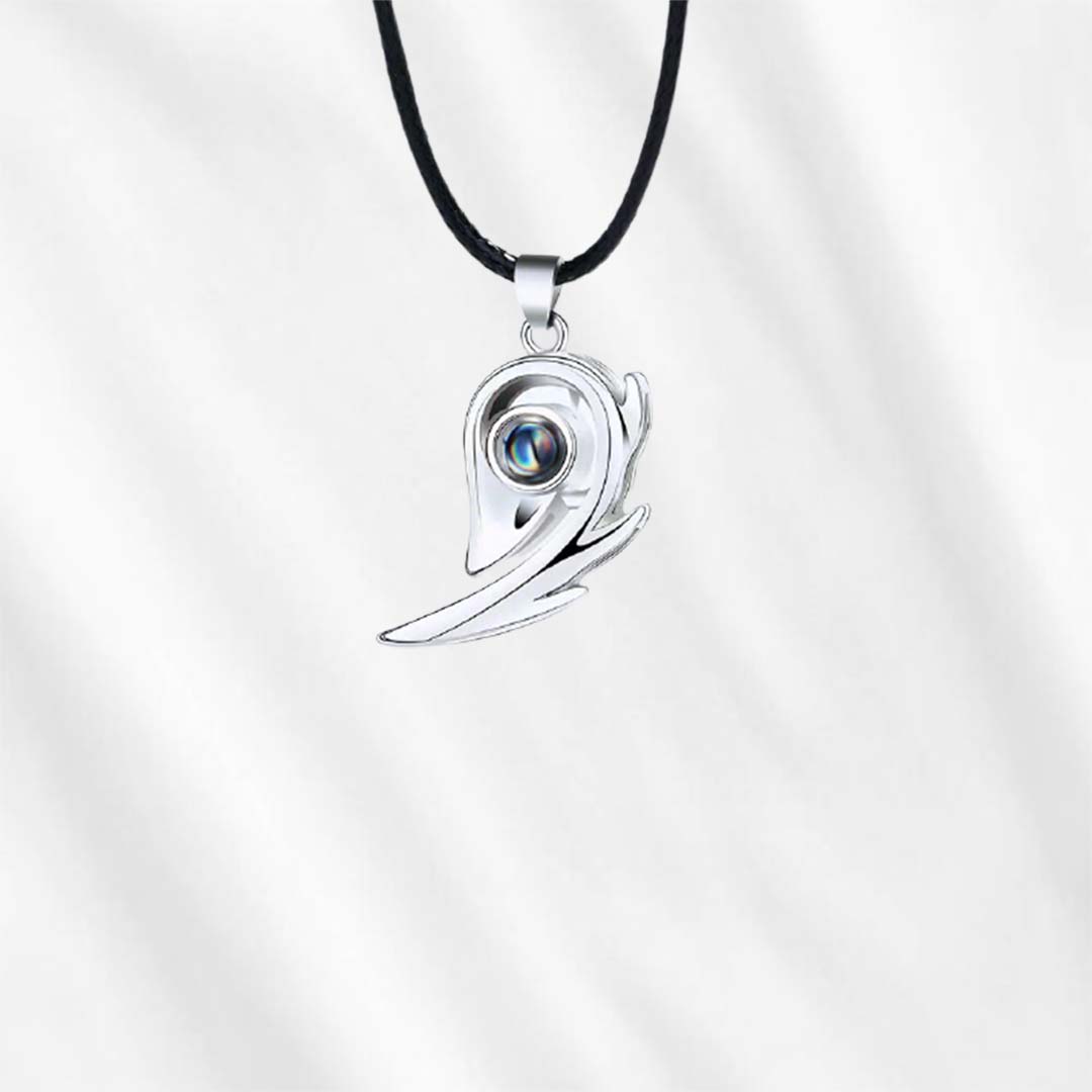 This photo projection necklace with picture inside, is perfect personalized gift for him. Made with sterling silver and black faux leather cord.