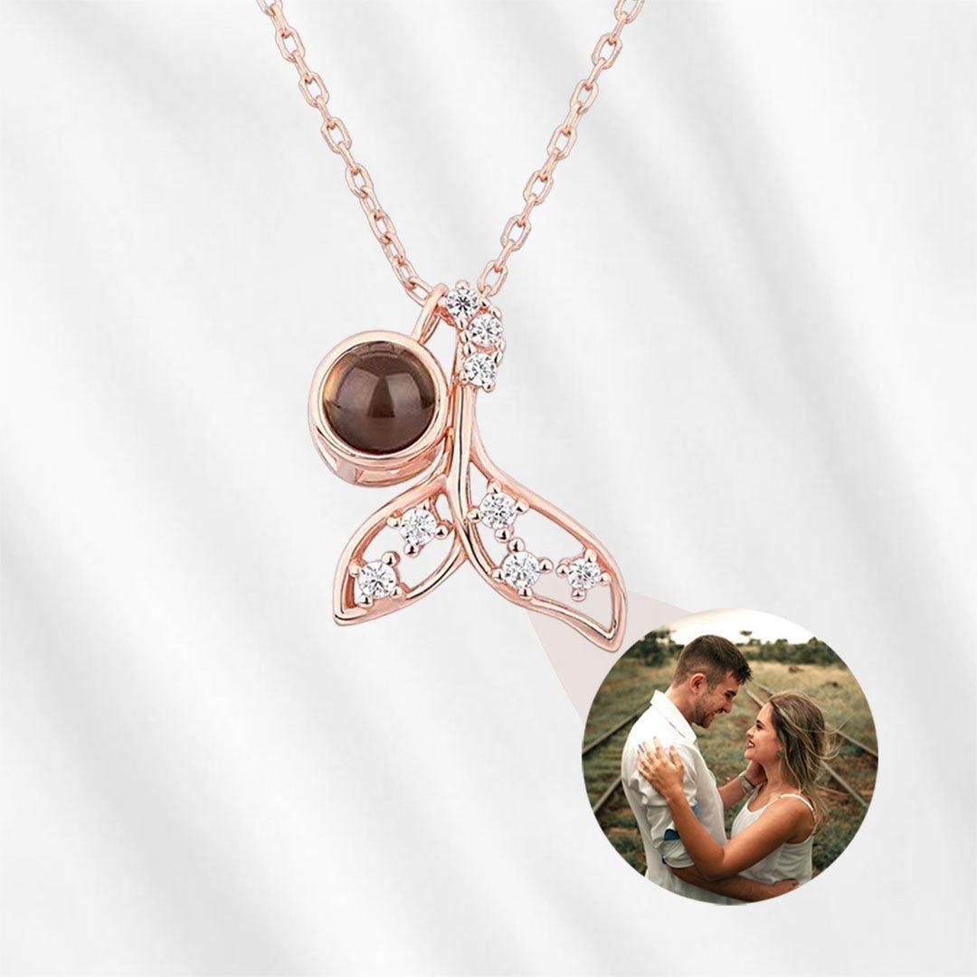 necklace with picture inside fishtail