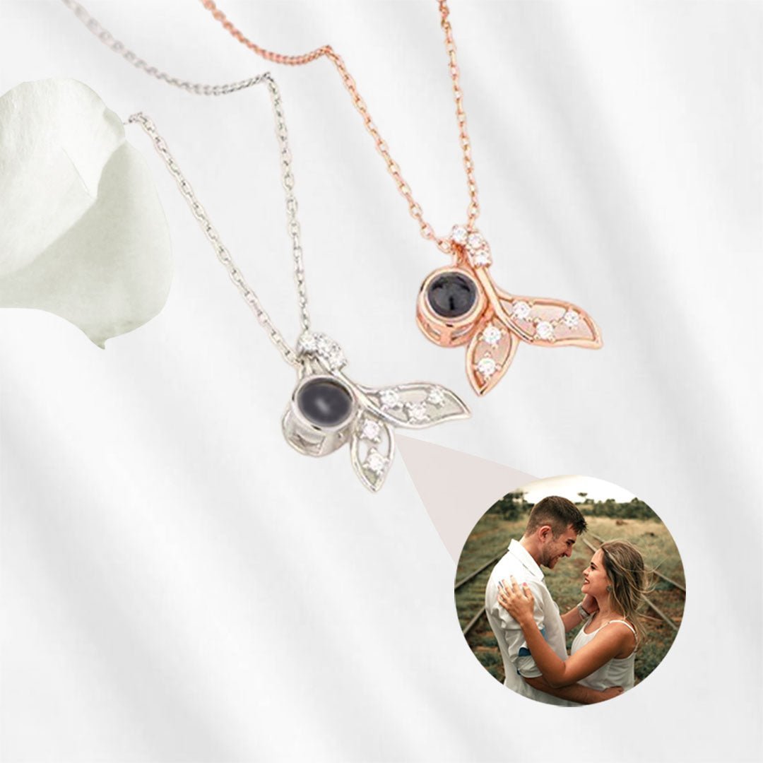 necklace with picture inside stone fishtail