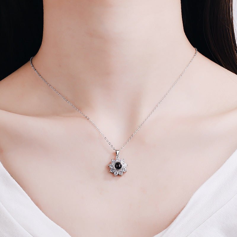 Sunflower projection necklace is a perfect gift for women! Send her as a gift for birthday, Mother's Day, anniversary, Valentine's Day or any holiday!