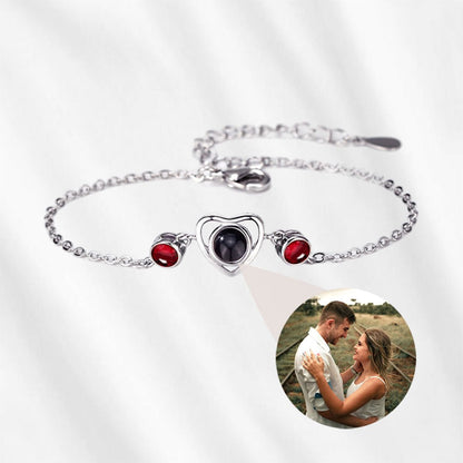 Birthstone Heart Bracelet with Picture Inside