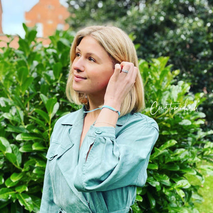 woman wearing a Personalized Circle Bracelet