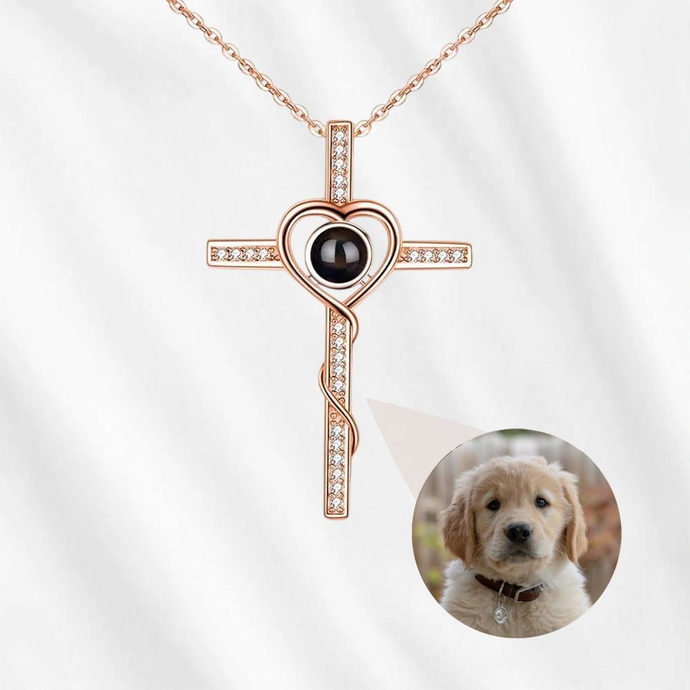 Close-up of 925 sterling silver Cross with Picture Inside