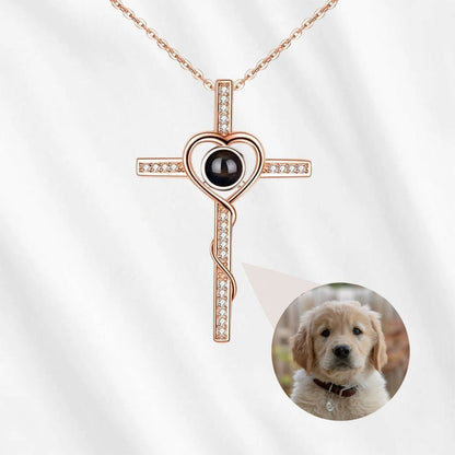 Close-up of 925 sterling silver Cross with Picture Inside
