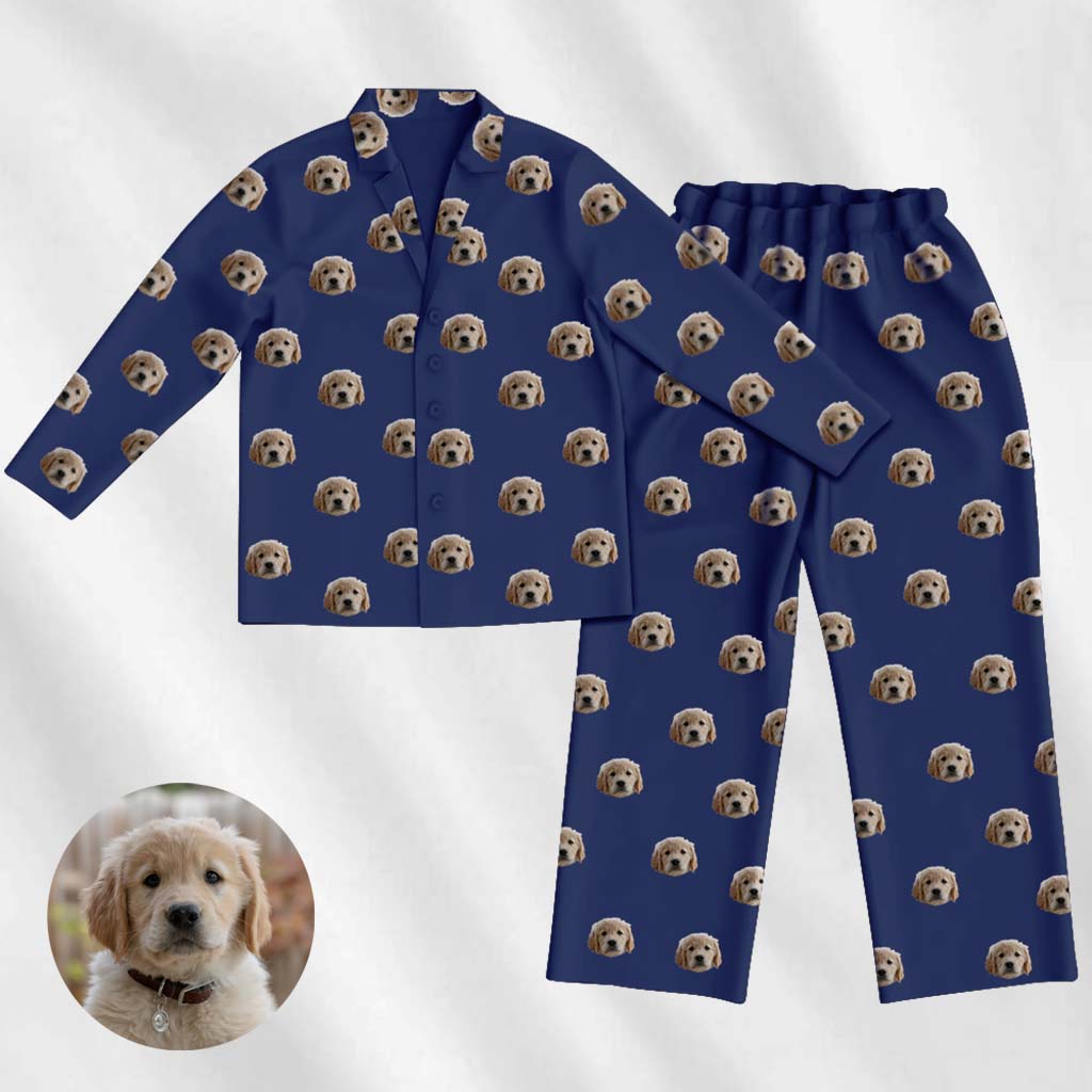 custom cat pajama navy blue