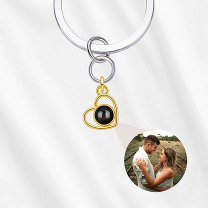 Heart Photo Projection Keychain with picture inside