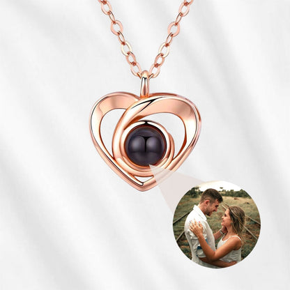 925 Sterling Silver heart projection pendant in rose gold finish