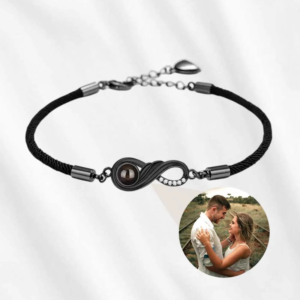 Couples Personalized Infinity Braided Rope Projection Bracelets
