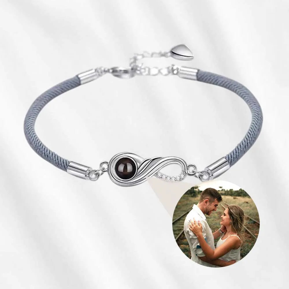 Couples Personalized Infinity Braided Rope Projection Bracelets