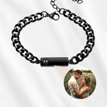 ID Bar Bracelet with Picture Inside for Him