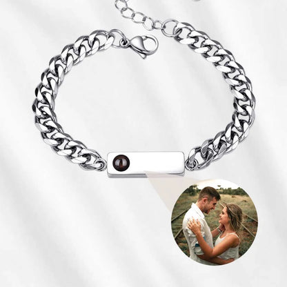 ID Bar Bracelet with Picture Inside for Him