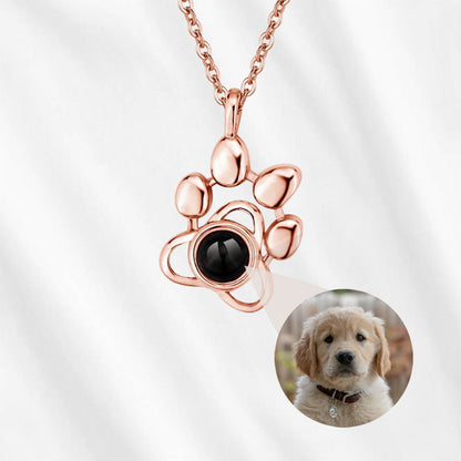 Personalized Paw Print Projection Necklace sterling silver