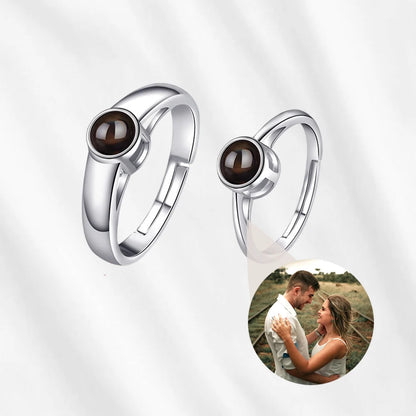 Personalized Projection Rings with hidden pictures inside couple set