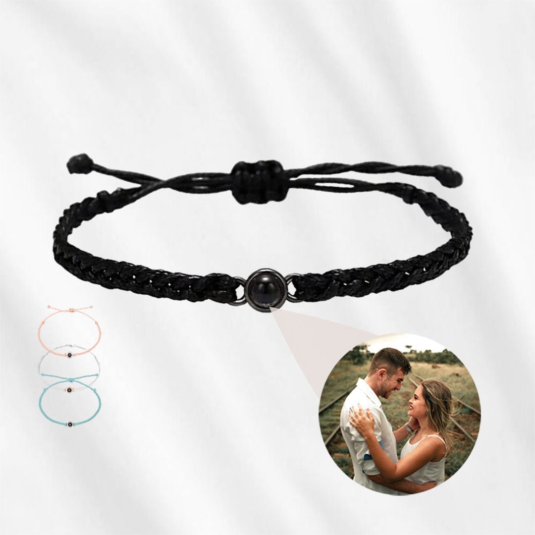 Circle bracelet with picture in black. Perfect gift for men and women.