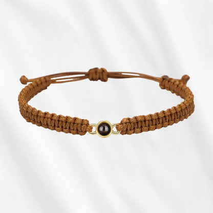 Personalized Circle Bracelet with brown rope