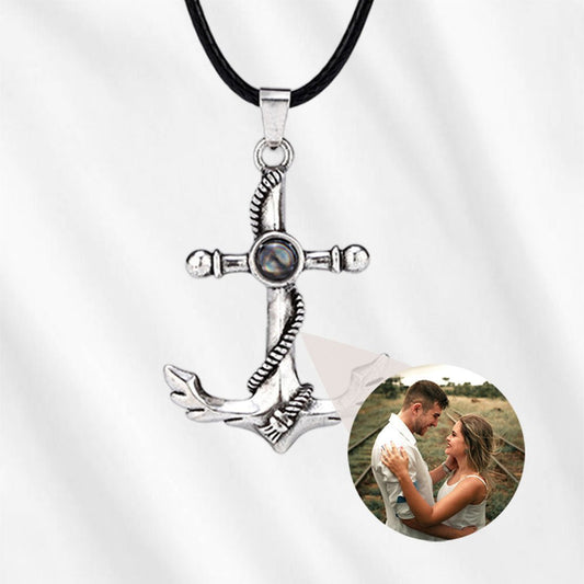 Photo projection necklace for man anchor pendant