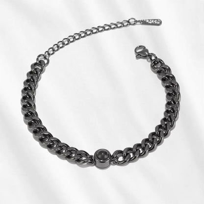 Men's Photo Projection Bracelet Cuban link black
