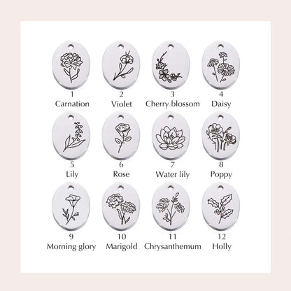 Personalized Birth Flower Projection Necklace 12 months