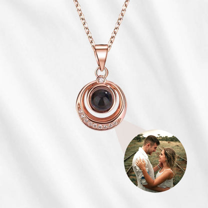 Round halo Circle Necklace with Picture Inside 