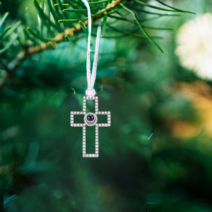 Custom Cross Photo Projection Ornament