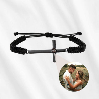Close-up of a Cross Bracelet with Picture Inside