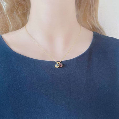 woman wearing Birthstone Picture Projection Necklace