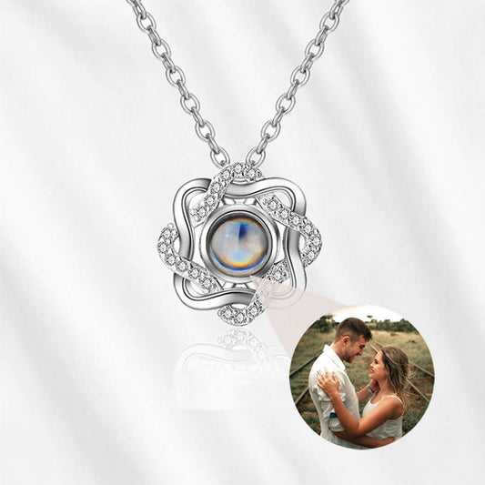 Projection necklace love intertwined.