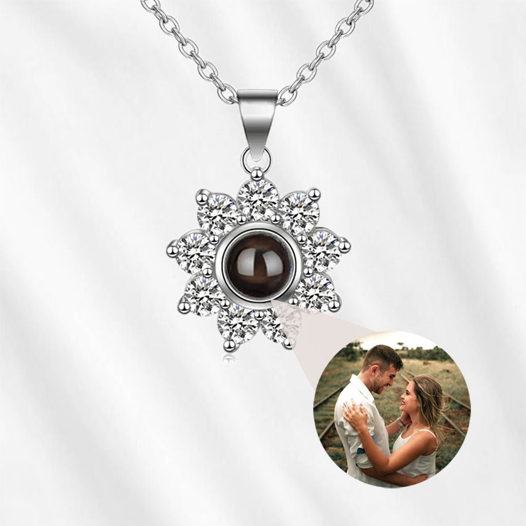 Sunflower photo projection necklace