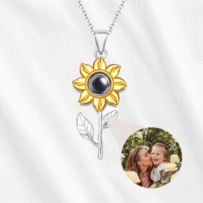 Sunflower necklace with custom picture inside
