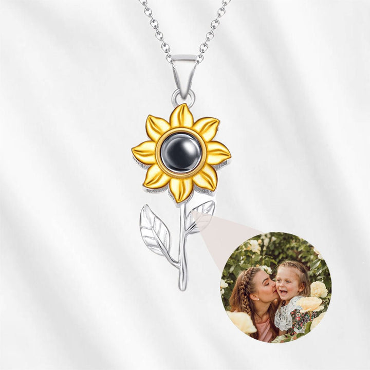 Sunflower necklace with custom picture inside
