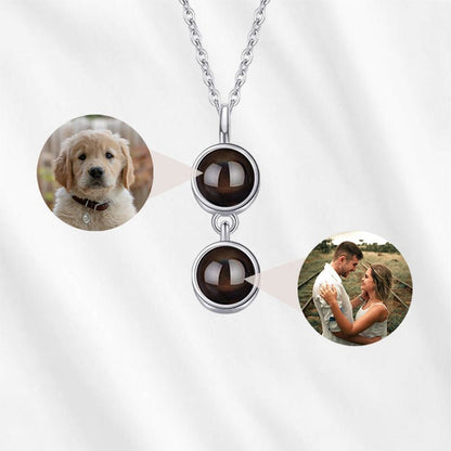 double photo projection necklace with two custom pictures inside