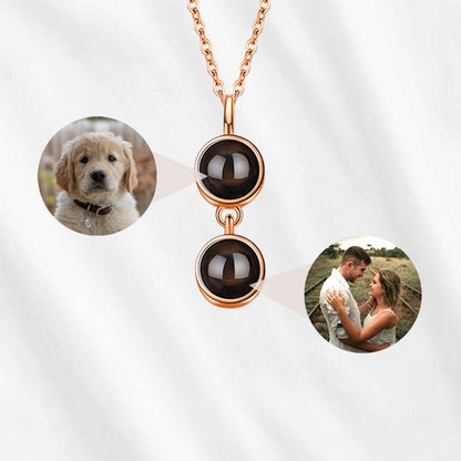 double photo projection necklace with 2 hidden pictures