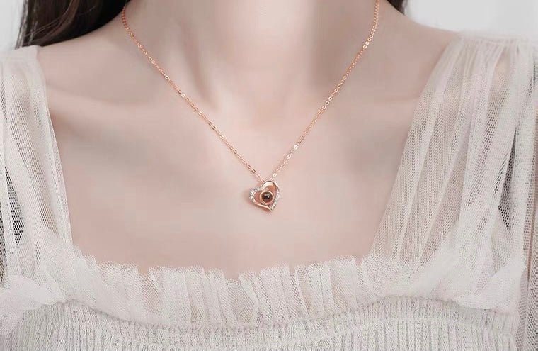 Fashion (Rose Gold)Projection Necklace With Luxury Rose Gift Box 100  Languages I Love You Star Heart Pendant 2023 New Romantic Mother's Day  Gifts MAA | Jumia Nigeria