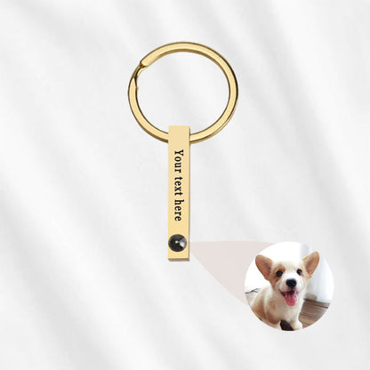 Bar Projection Keychain with Custom Text gold color