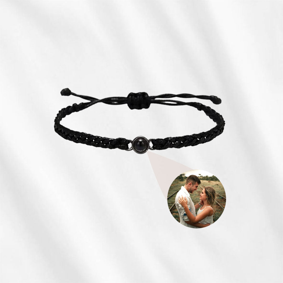 Circle bracelet with picture in black. Perfect gift for men and women.