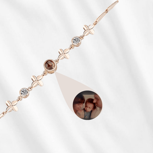 This elegant and minimal bracelet has a picture inside! You can customize with your own picture and put it in the central stone