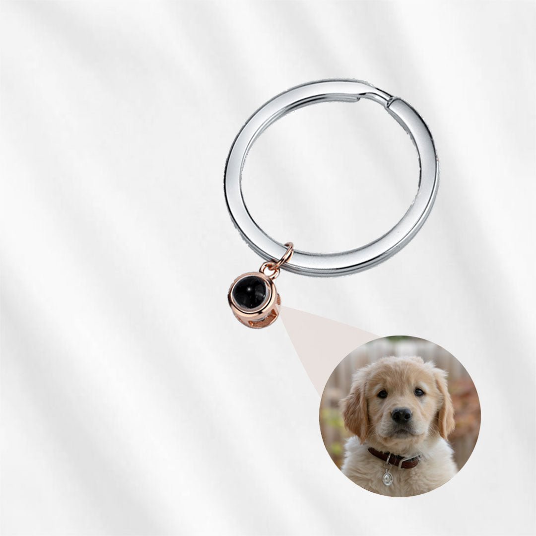 Photo projection keyring in circle