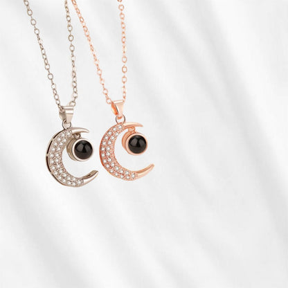 Moon Necklace with Picture Inside sterling silver