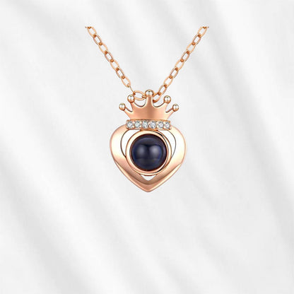 Crown Heart Necklace with hidden photo