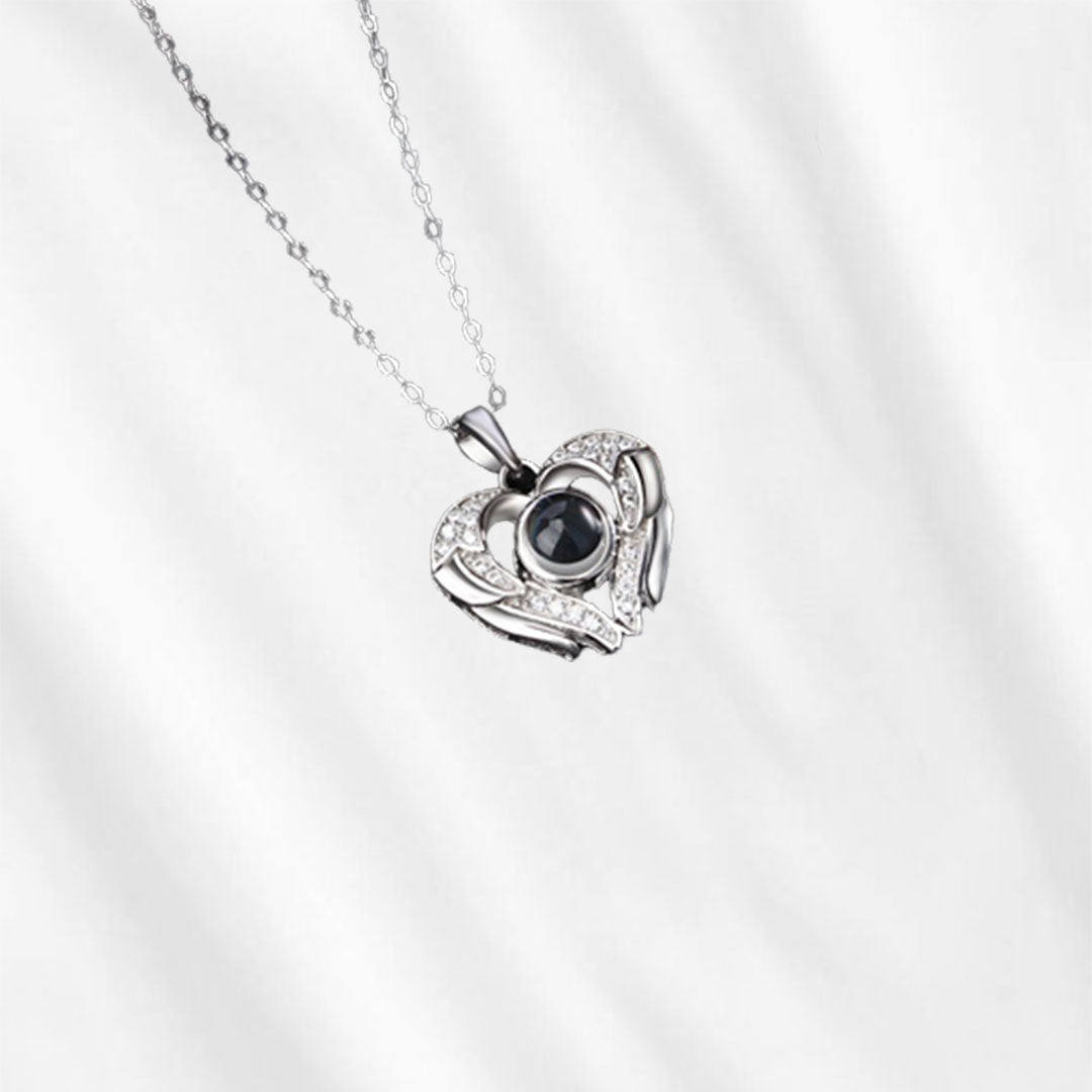 The photo projection necklace allows you to put your favorite picture inside the necklace and shine a light to view it.