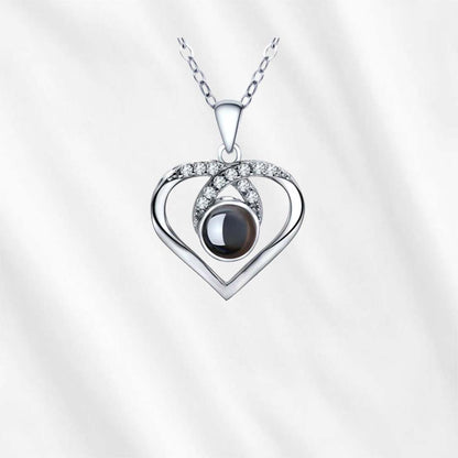 heart projection necklace that holds your custom picture inside