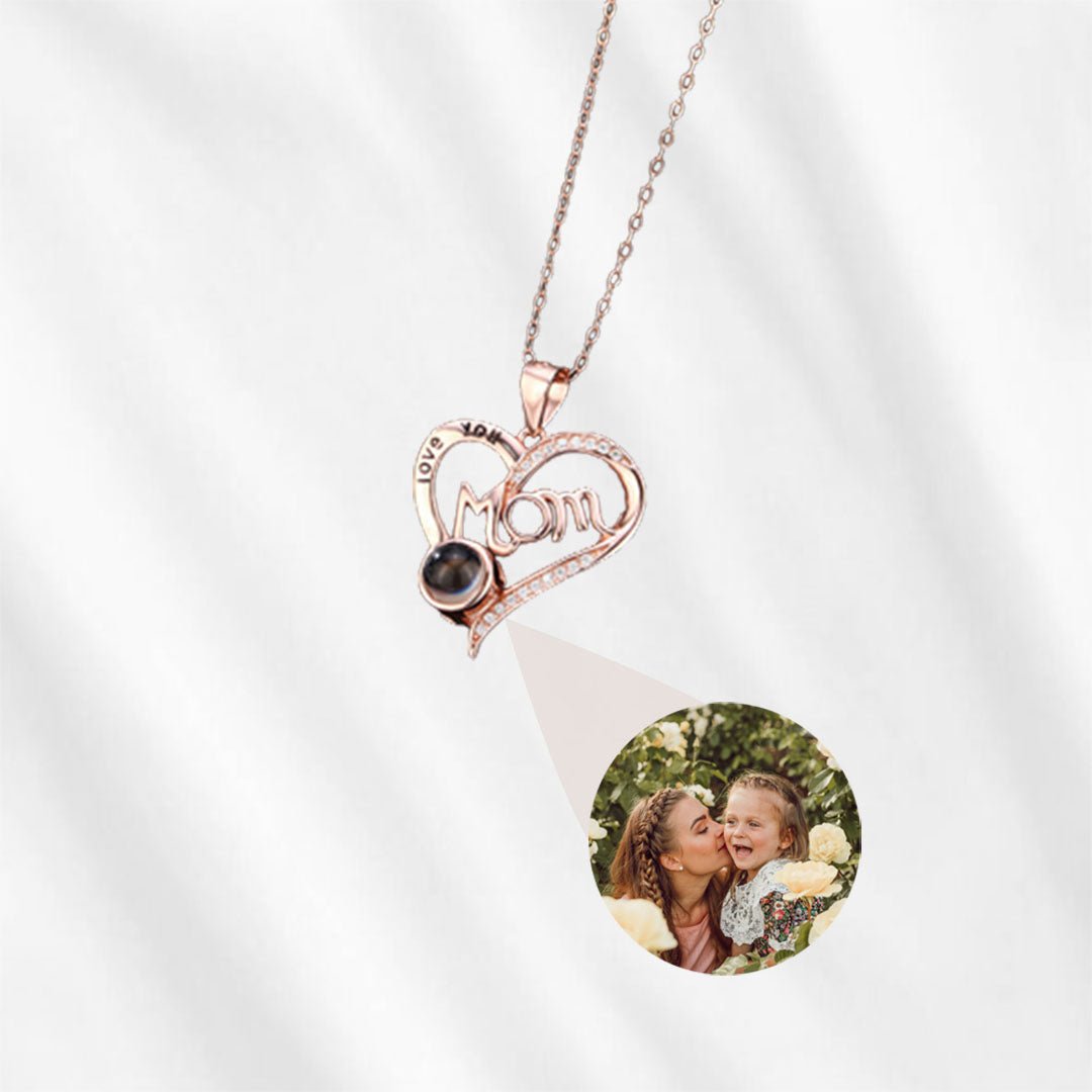 Necklace with picture inside stone for mama.