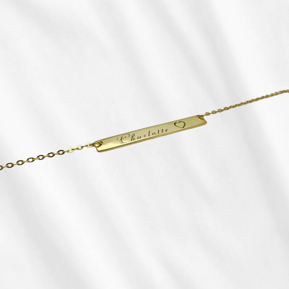 A bar necklace is a true jewelry staple. A customized name bar necklace is even more unique and special. Start customizing and create a gift for her.