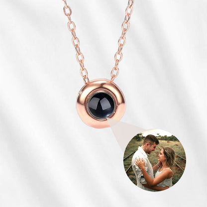 circle projection necklace photo rose gold