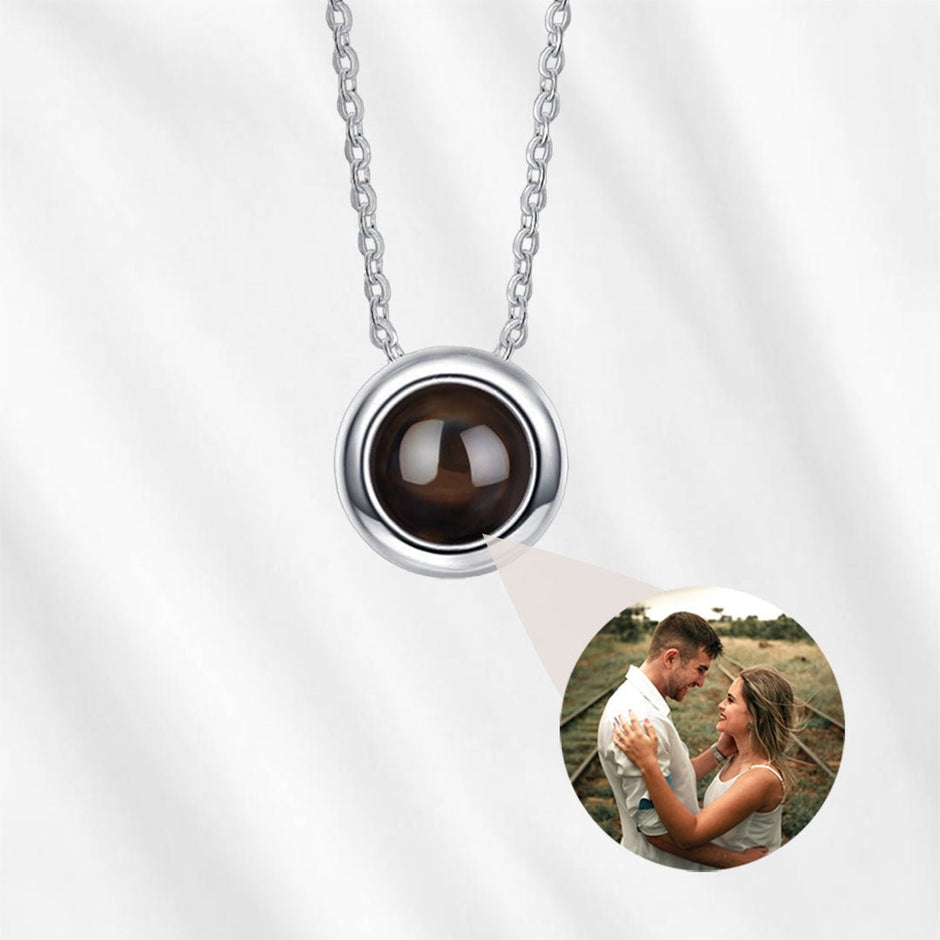 Personalized Color Photo Projection Necklace Basic Style Round Pendant Simple Custom Necklaces